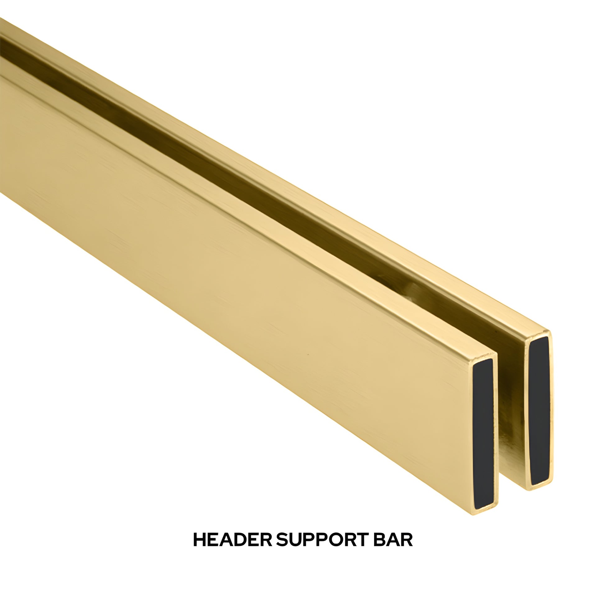 BRXH1SB 73-inch Brixen satin brass stainless steel replacement header bar for frameless sliding shower doors.