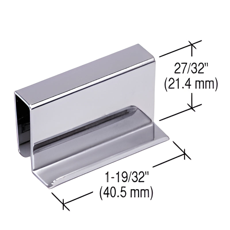 CRL GDH60CH polished chrome strike plate for 3/16-1/4" (5-6mm) glass, 1-9/16" x 27/32" (39.7 x 21.4 mm)