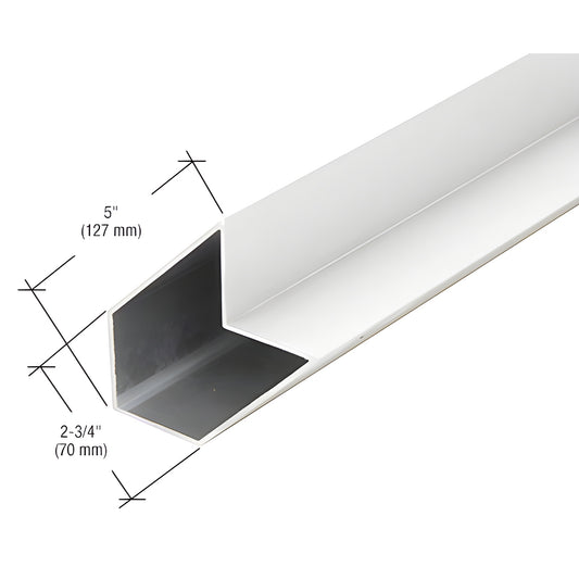 White Kynar aluminum L-shaped extrusion channel, 5 in x 2-3/4 in, architectural profile SKU 0G59052