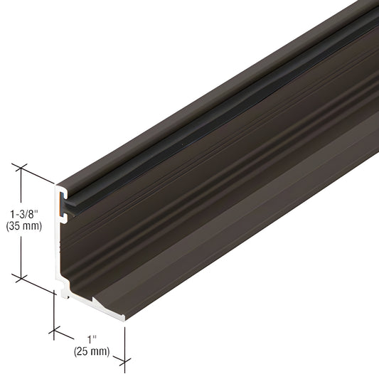 M41122 black-bronze anodized 6063-T5 aluminum glazing sill extrusion, 1-3/8" (35 mm) high x 1" (25 mm) deep.