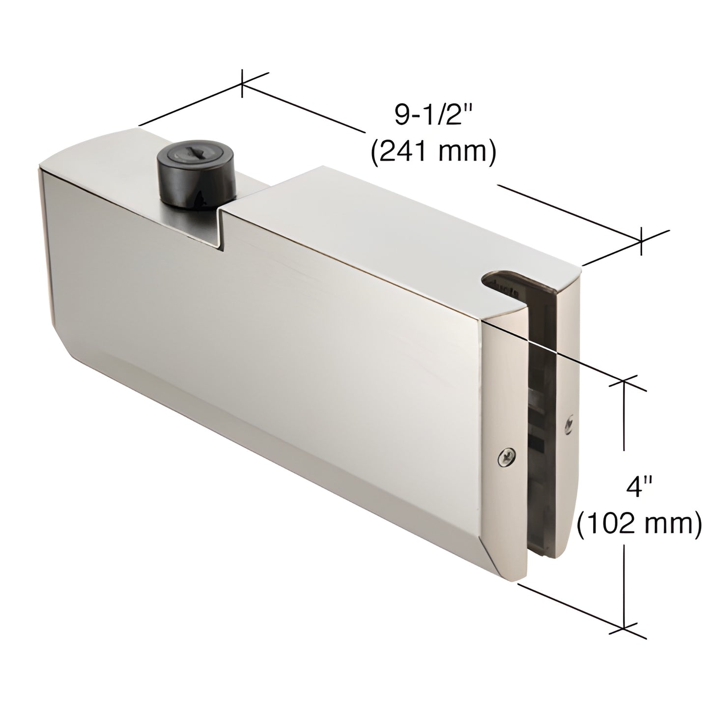 DR4TBS38AGP brushed stainless steel 9-1/2" dry-glaze top patch gate rail for 3/8" tempered glass.