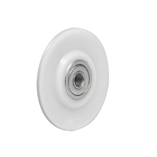 White 2 in concave nylon roller wheel with metal ball bearing, replacement for screen rollers - SKU REPK6N