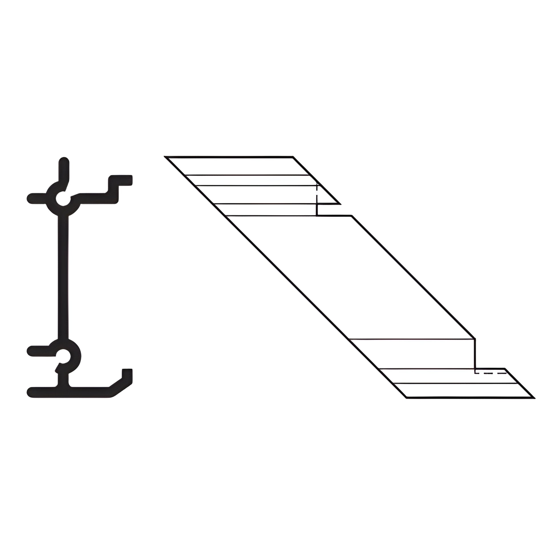 AP569 mill finish aluminum hardware kit - left and right extruded profile components with mounting screws (line-drawing)