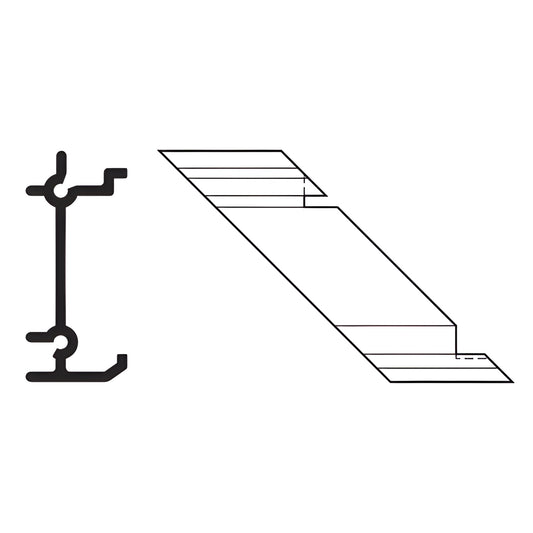 AP569 mill finish aluminum hardware kit - left and right extruded profile components with mounting screws (line-drawing)
