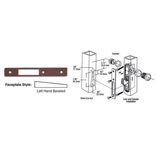 CRL Dark Bronze Left Hand Beveled Faceplate for DL2130 Hook Throw Deadlocks - Image 1