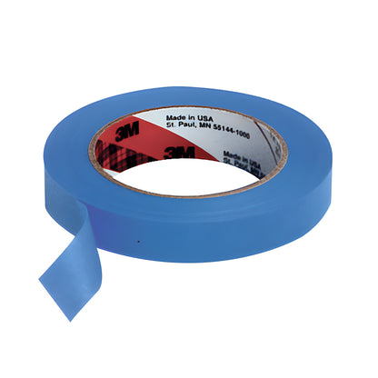 Blue 3M windshield & trim securing tape roll (3/4 in x 180 ft), SKU 3M6817 - UV-stable automotive masking tape.