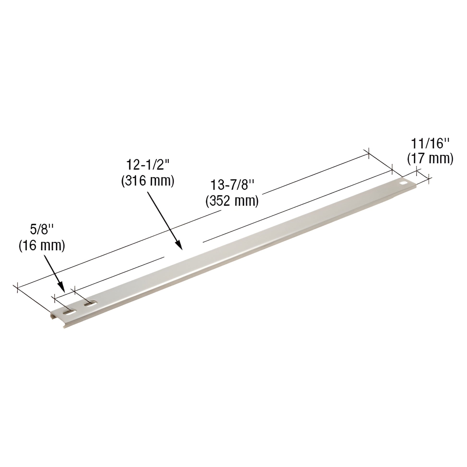 Mill-finish aluminum channel guide 13-7/8" for casement windows, pre-drilled, SKU H3529 (pack of 2)