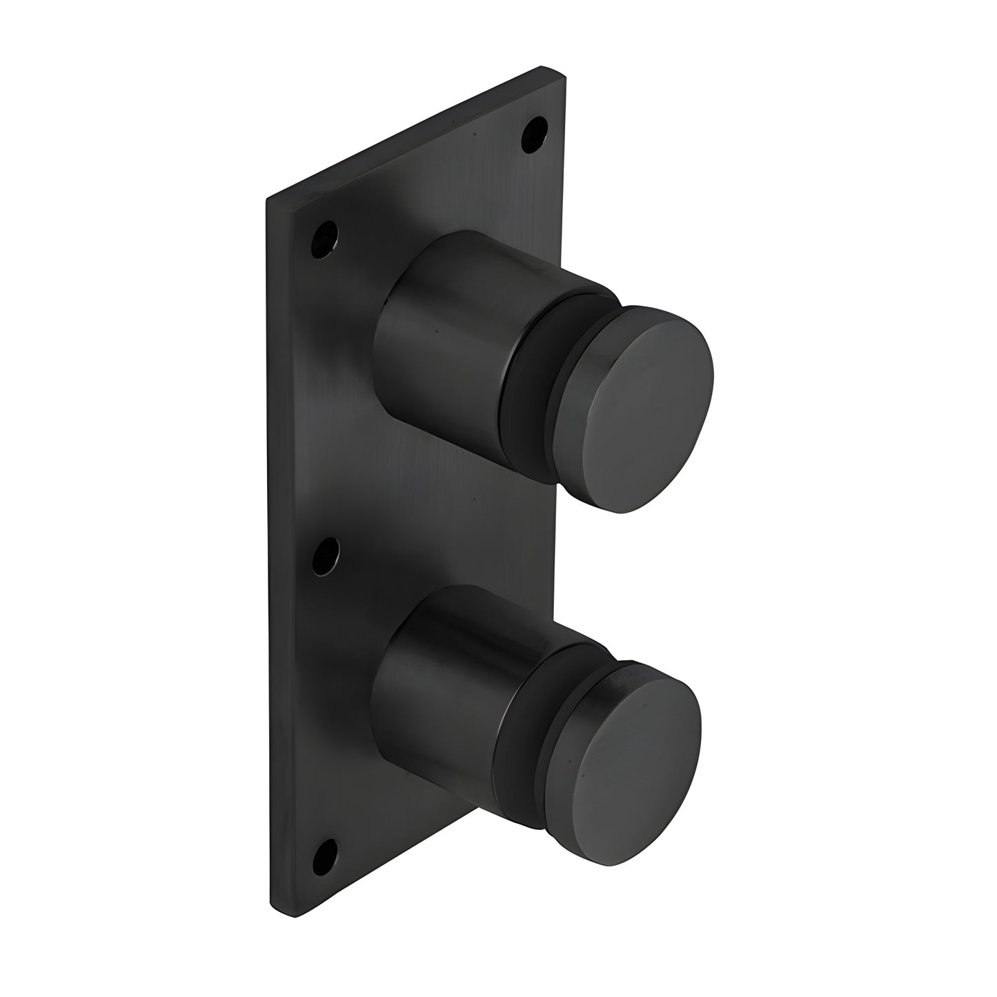Matte black 316 stainless steel double glass standoff with square 4 8 in base plate, SKU RS0B20MBL