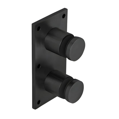 Matte black 316 stainless steel double glass standoff with square 4 8 in base plate, SKU RS0B20MBL