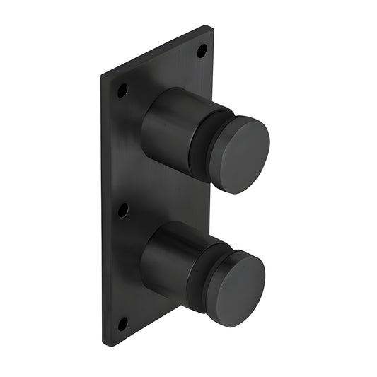 Matte black 316 stainless steel double glass standoff with square 4 8 in base plate, SKU RS0B20MBL