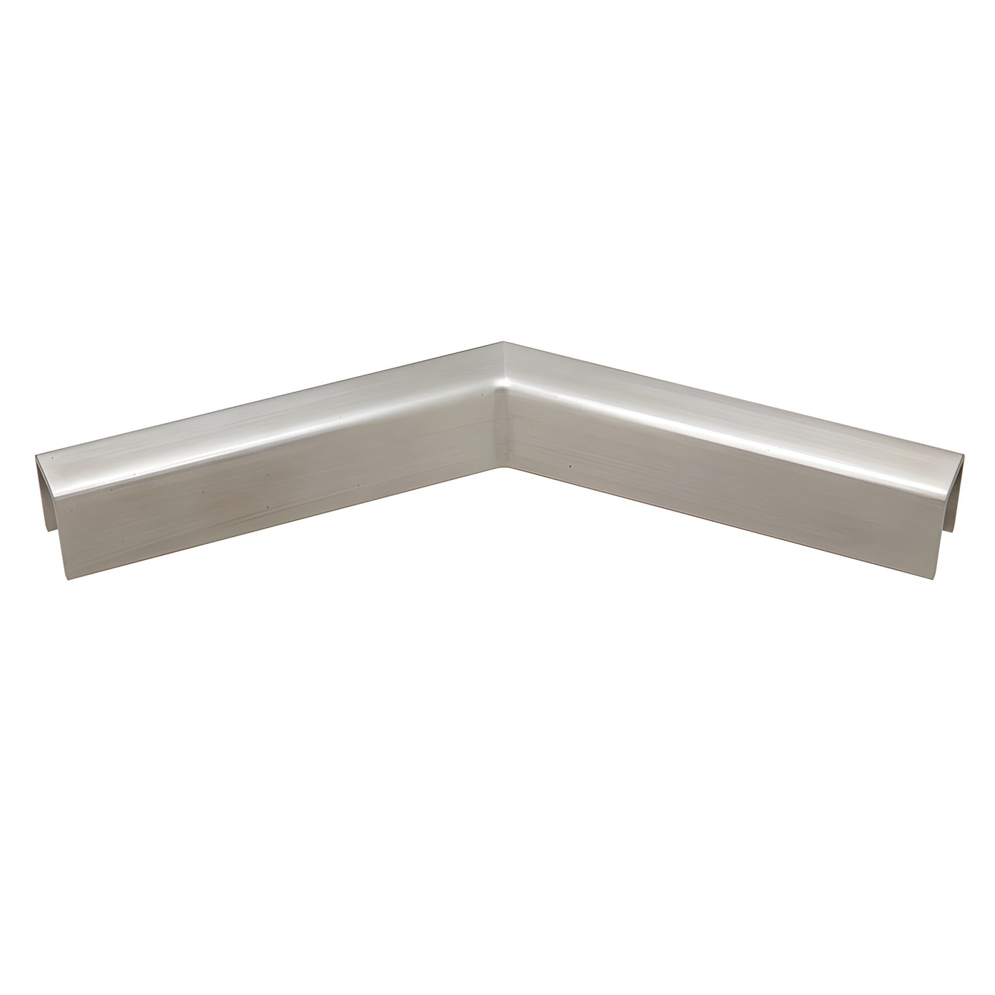Brushed stainless steel 135 slip-fit horizontal corner for 1/2" or 5/8" glass railings (SKU GRL10H3BS)