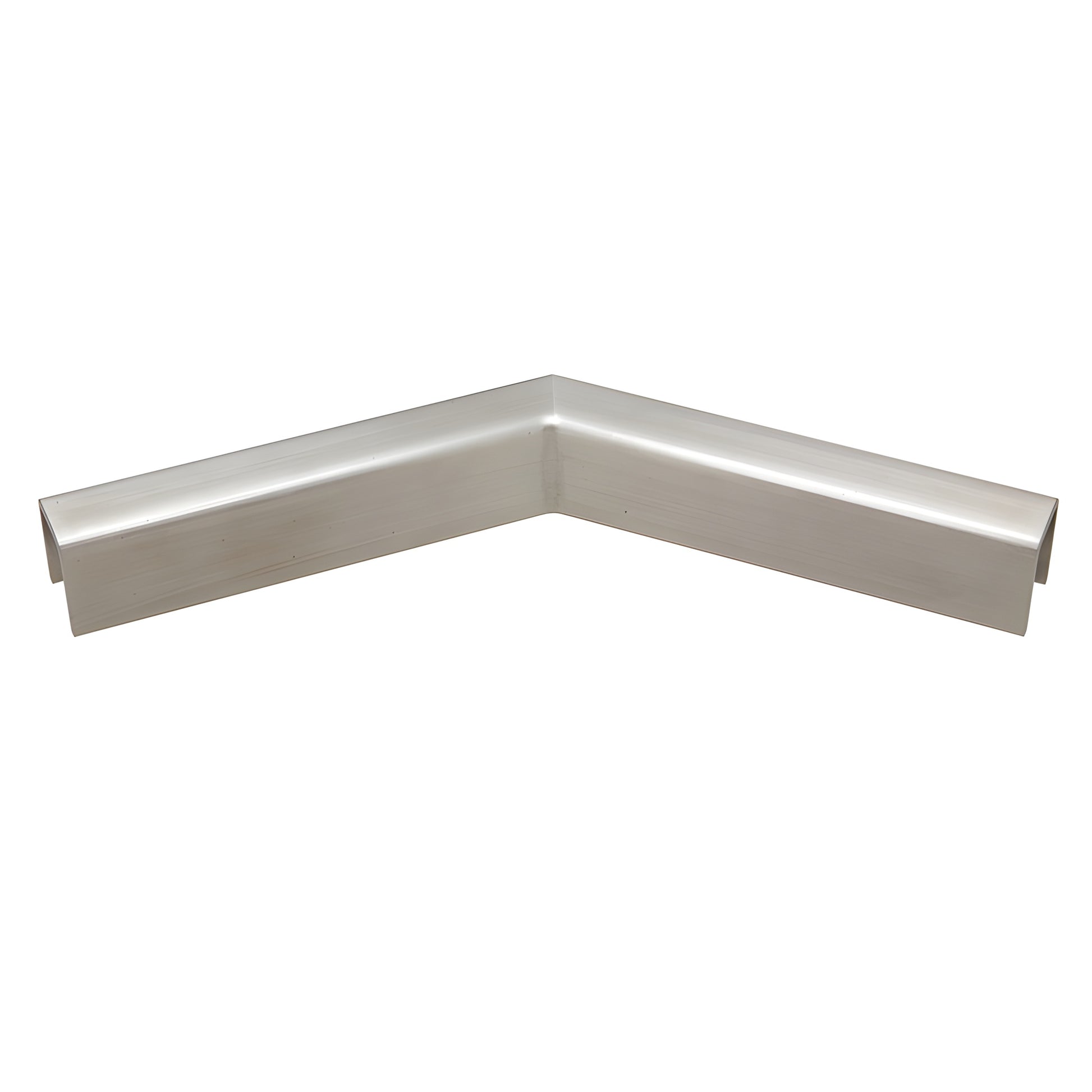 Brushed stainless steel 135 slip-fit horizontal corner for 1/2" or 5/8" glass railings (SKU GRL10H3BS)