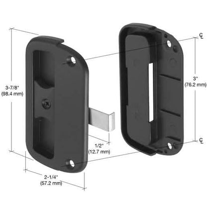 CRL Black Sliding Screen Latch with 3" Screw Holes - Secure and Durable Door Hardware