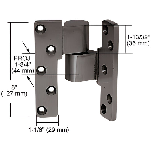 Dark bronze aluminum right-hand Jackson J190 intermediate offset pivot for storefront doors, SKU 41J190R313