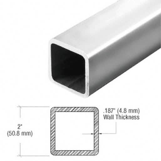 CRL Polished Stainless 2" Square Pipe Rail Tubing - Durable 20'' for sleek installations.