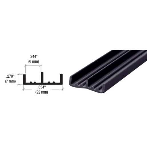 CRL Black Lower Track for 1/4" Sliding Panels - Durable, Sleek Plastic Design