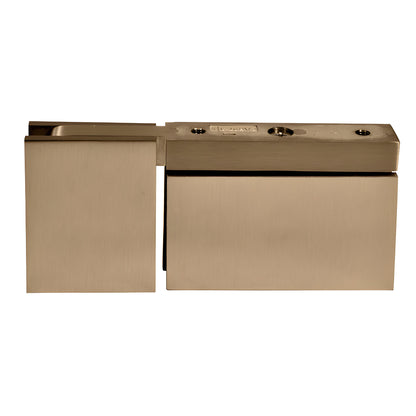 CAR07BBRZ Brushed-bronze solid brass squared pivot hinge for 8-10mm glass, top/bottom mount, self-centering