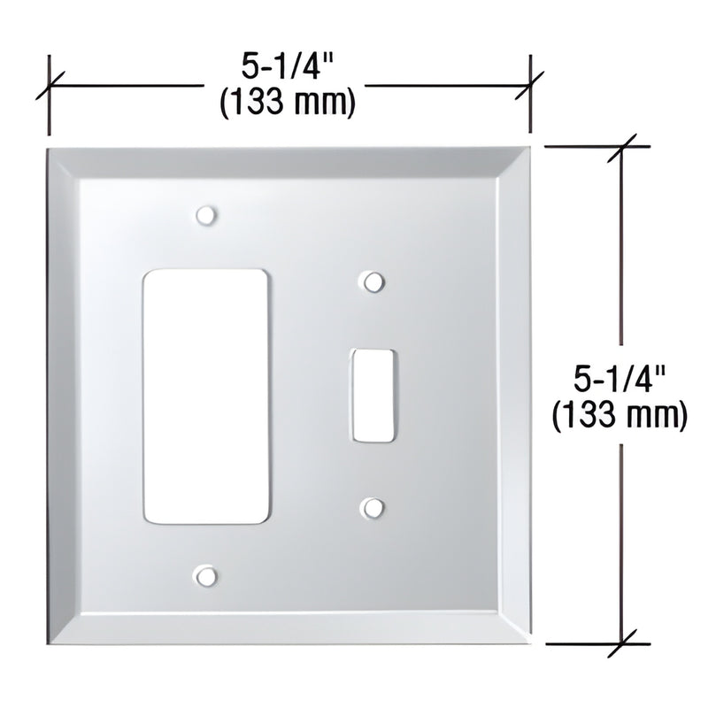Clear beveled glass mirror switch plate (decorator + toggle), 5-1/4 in (133 mm), SKU GMP14C