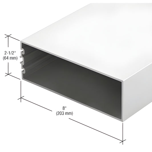 CW97452 white Kynar extruded aluminum rectangular curtain wall profile, 8" x 2-1/2" (203 x 64 mm)