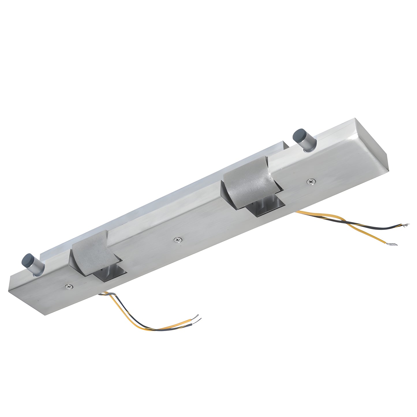 ESK2SDBS brushed stainless steel fail-secure electric strike keeper for aluminum stile glass doors, wires attached.