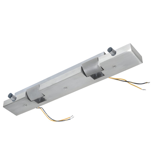 ESK2SDBS brushed stainless steel fail-secure electric strike keeper for aluminum stile glass doors, wires attached.