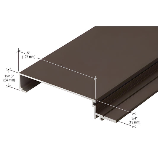 CW25922 black bronze anodized aluminum curtain wall mullion cap extrusion, 5" x 15/16" x 3/4" profile