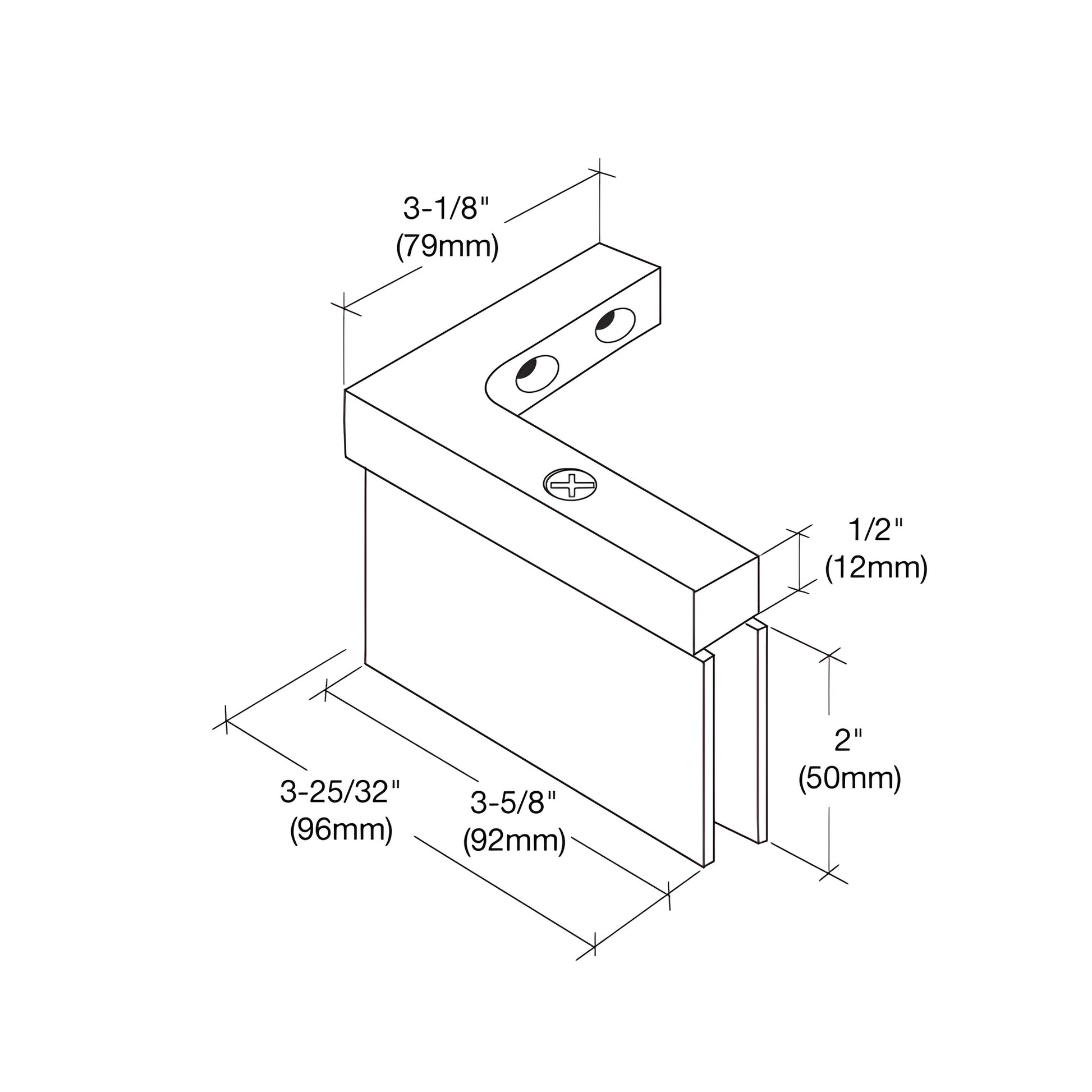 CAR05LCH square polished chrome brass pivot shower hinge, left-hand wall-mount for 8-10mm glass, self-centering