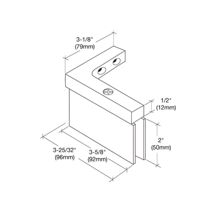 CAR05LCH square polished chrome brass pivot shower hinge, left-hand wall-mount for 8-10mm glass, self-centering
