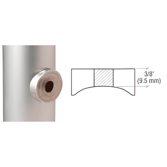 SPA02SS stainless post adapter, coped round-post fitting with 1/2" tapped hole for spider/stud glass mounting.