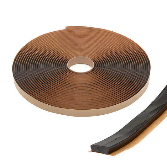 Tremco CRL POLYshim II pre-shimmed black butyl tape roll (SKU 7241XC3), 3/8" x 40 ft continuous rubber shim