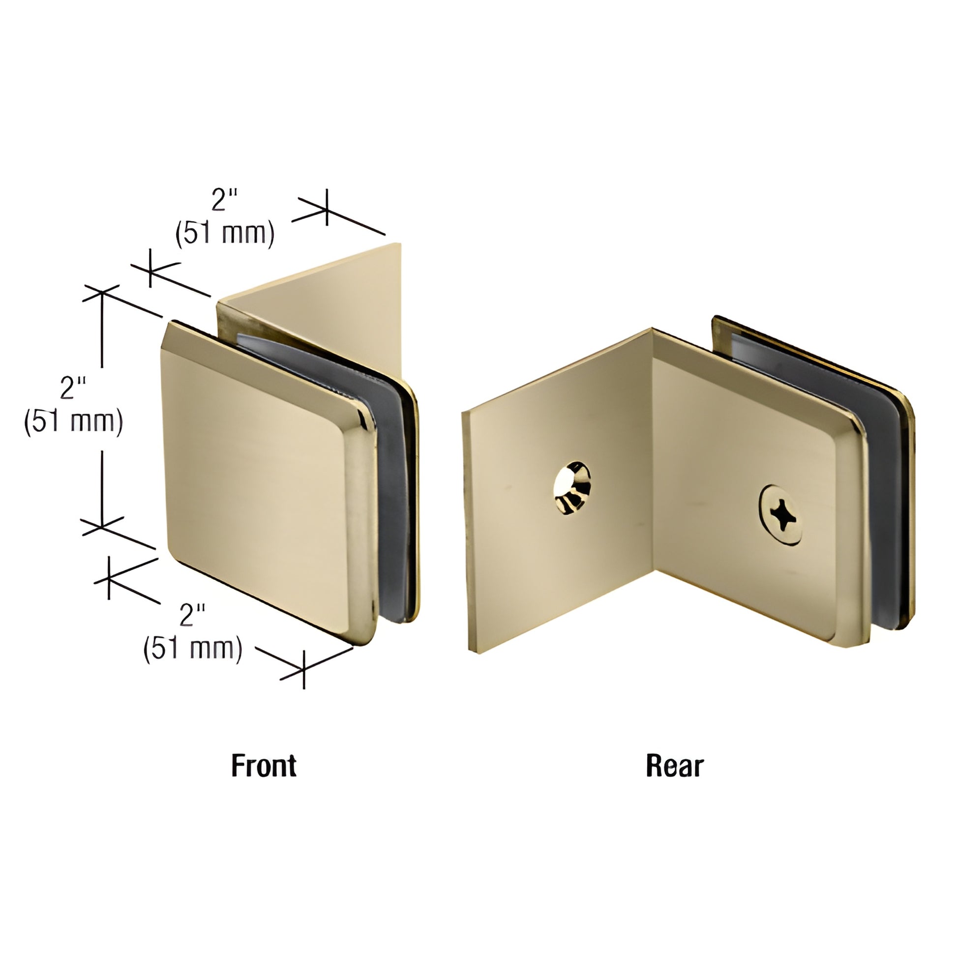 Brushed bronze solid brass beveled clamp (BGC039BBRZ) for 3/8 to 1/2 in tempered glass, 90 wall/ceiling mount.