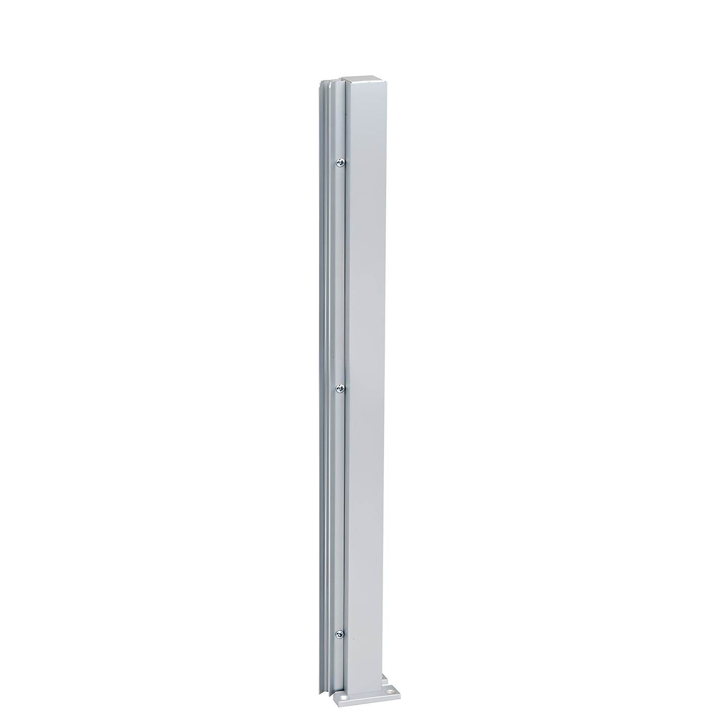 Satin anodized aluminum 24" square partition post, 135 degree center post with U-channel glazing - SKU D990A24135R