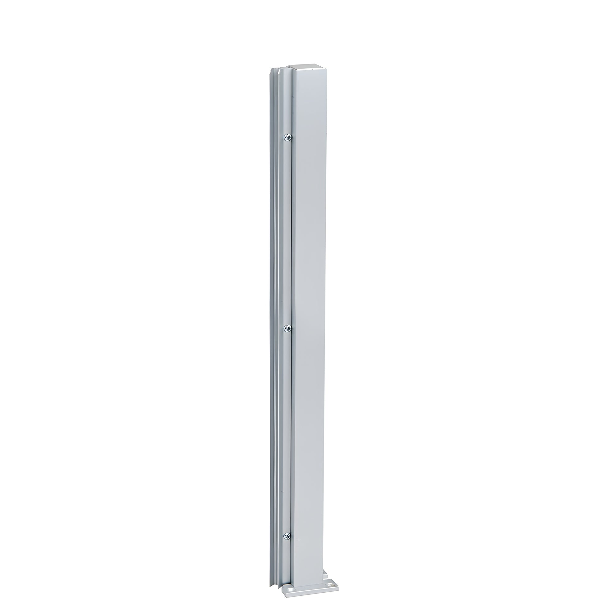 Satin anodized aluminum 24" square partition post, 135 degree center post with U-channel glazing - SKU D990A24135R