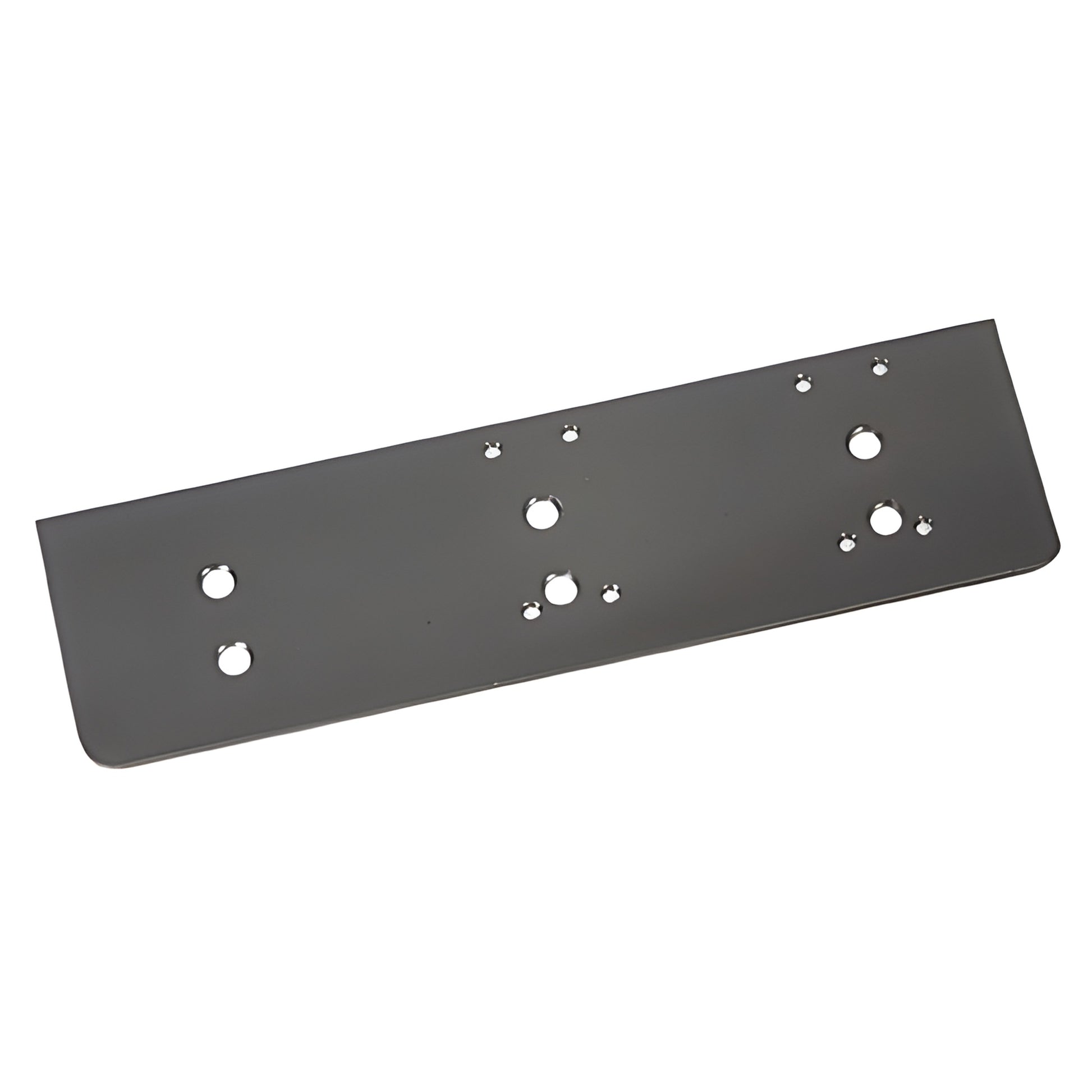Dark bronze rectangular drop plate with multiple mounting holes for PR90 top-jamb door closer (SKU PR90DPJMDU)
