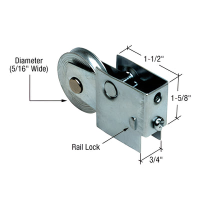 CRL 1-1/2in Steel Sliding Glass Door Replacement Roller 3/4in Housing