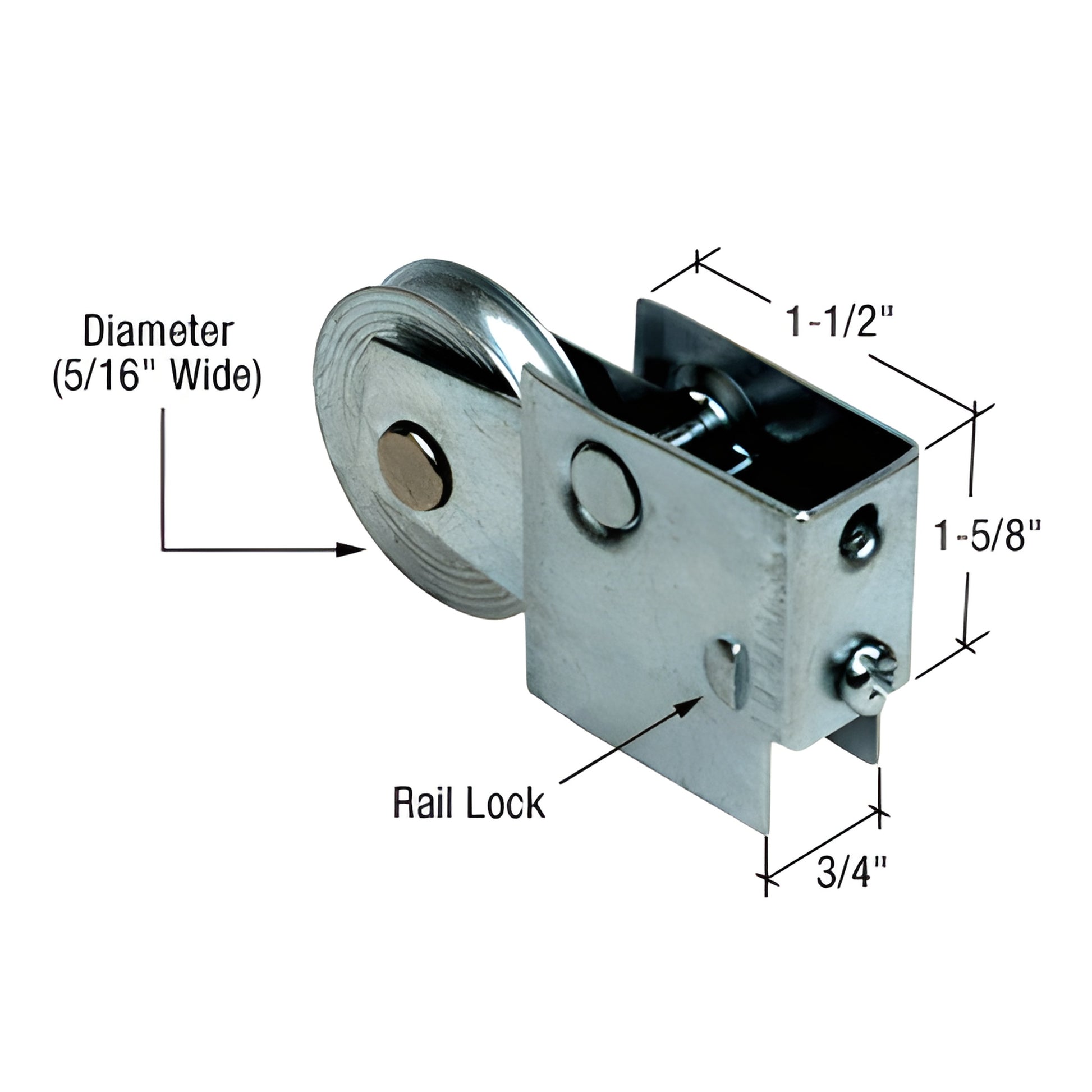 CRL D1562 adjustable steel sliding glass door roller assembly with concave steel wheel, 3/4" housing and rail lock.