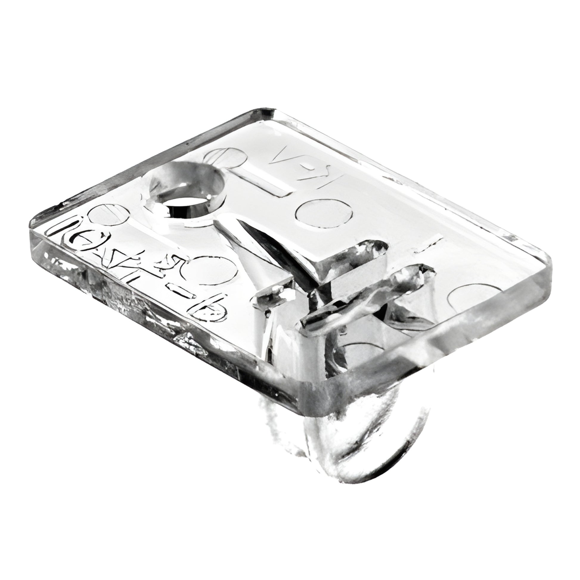 Clear acrylic back rest for 180 Series brackets (SKU KV10412P), small transparent rectangular shelf back stop
