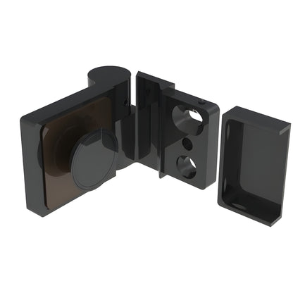 LUG044LMBL matte black Lugano glass shower hinge, modern concealed brass design for 8-10mm glass, right-hand.