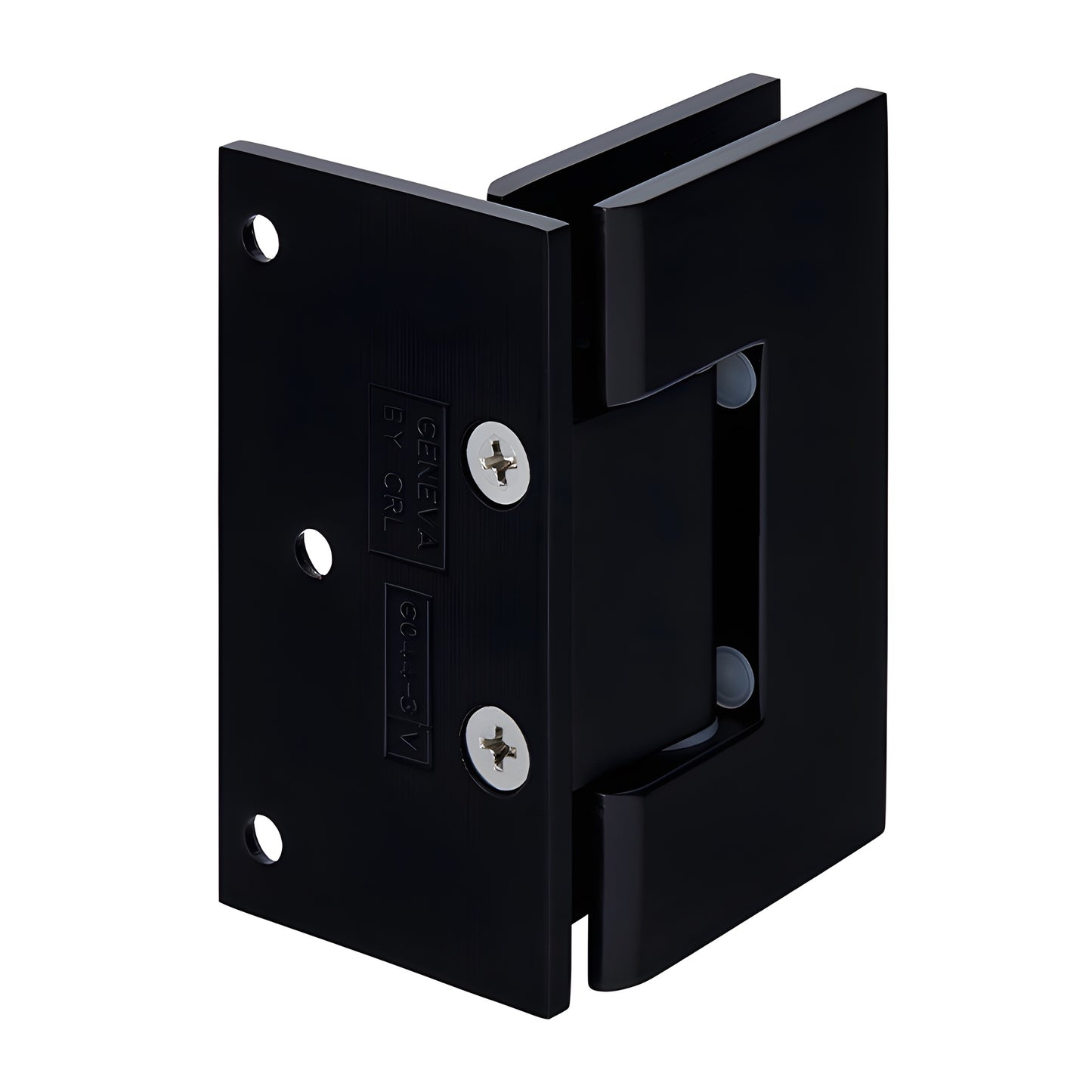 GEN544MBL matte black Geneva self-centering shower hinge, brass wall-mount for 8-12mm glass, 5 preset