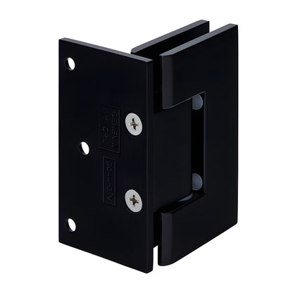 GEN544MBL matte black Geneva self-centering shower hinge, brass wall-mount for 8-12mm glass, 5 preset
