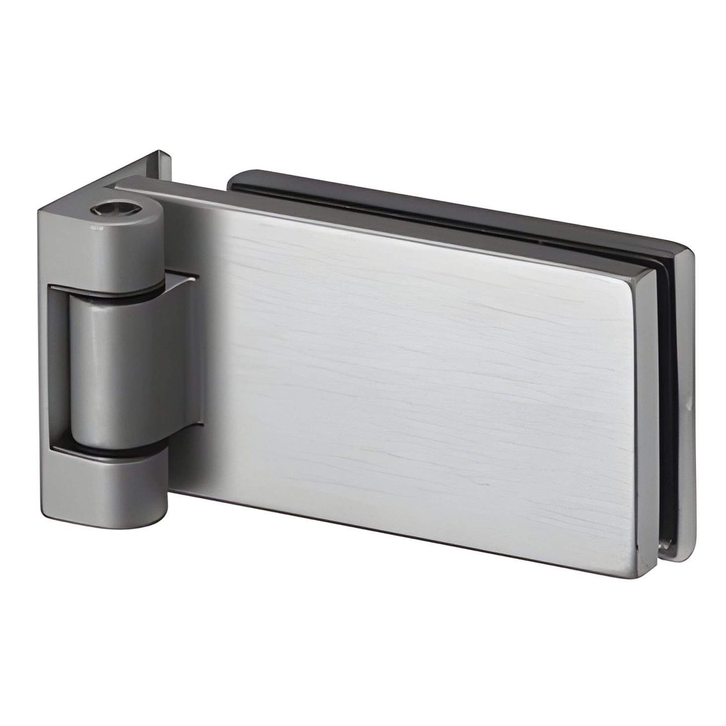FHSSA Satin anodized Fallbrook square hinge/frame pivot for interior tempered glass doors, fits 8-12mm glass.