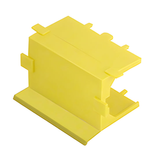 WD705 corner mullion water deflector, yellow plastic piece for diverting water in structural silicone glazed systems.