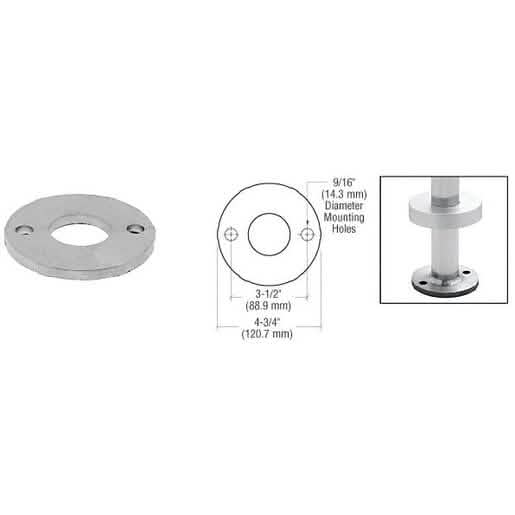 CRL Stainless Steel Base Flange for 1-1/2" Pipe Railings - Durable Concrete/Steel Mount