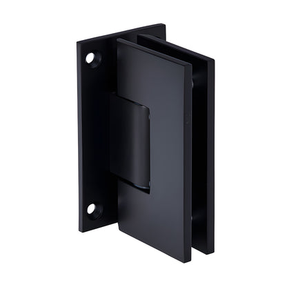 Matte black Vienna heavy-duty brass shower door hinge V1E037MBL, wall-mount full back plate for 3/8-1/2 glass