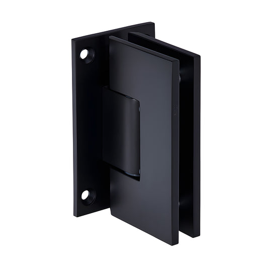Matte black Vienna heavy-duty brass shower door hinge V1E037MBL, wall-mount full back plate for 3/8-1/2 glass