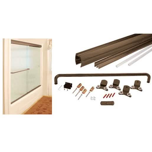 Oil Rubbed Bronze Sliding Shower Door Kit, 72"x72", Clear Jambs, 3/8" Glass, CK Series.