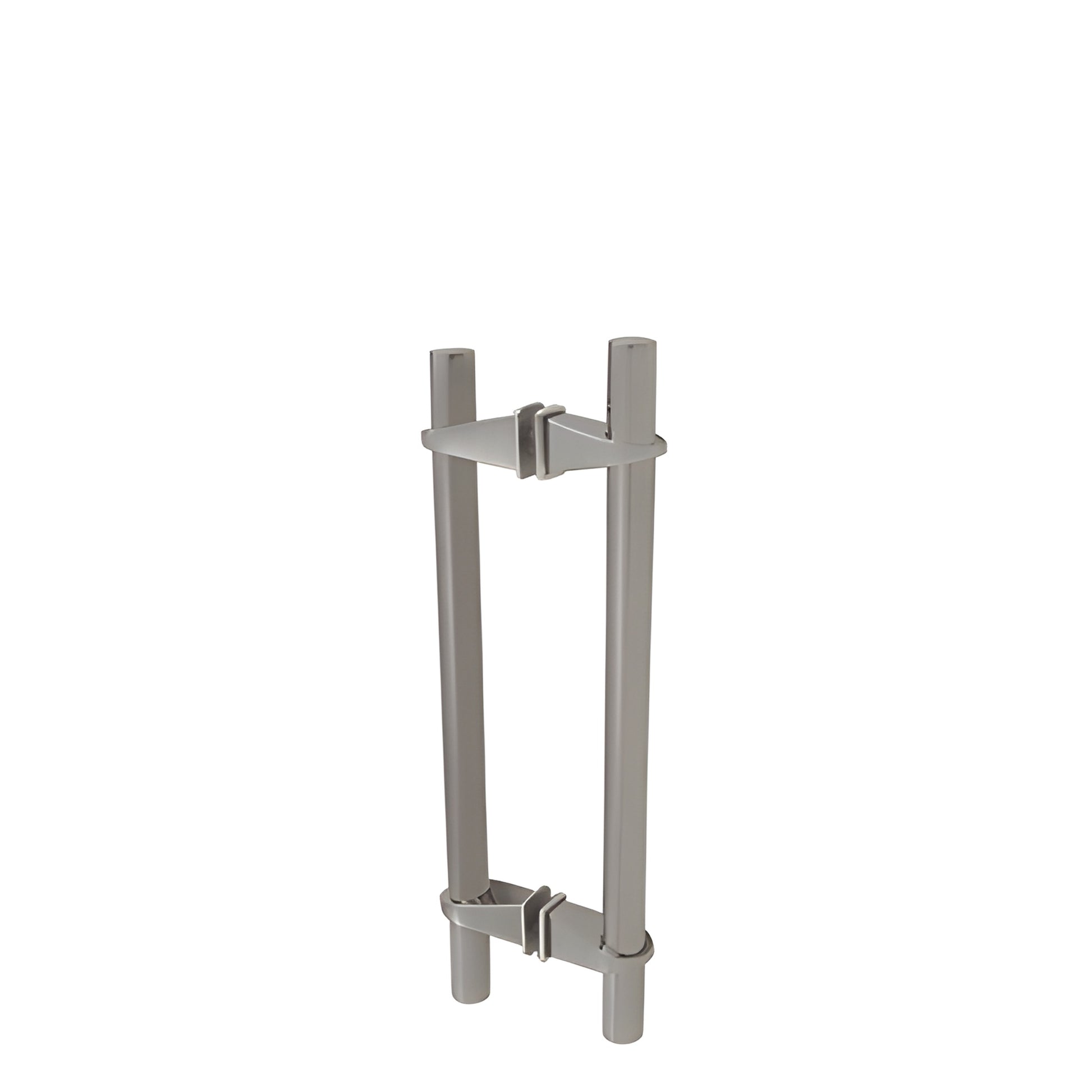 VPS116BS brushed stainless steel adjustable back-to-back glass door pull - twin vertical tubular handles