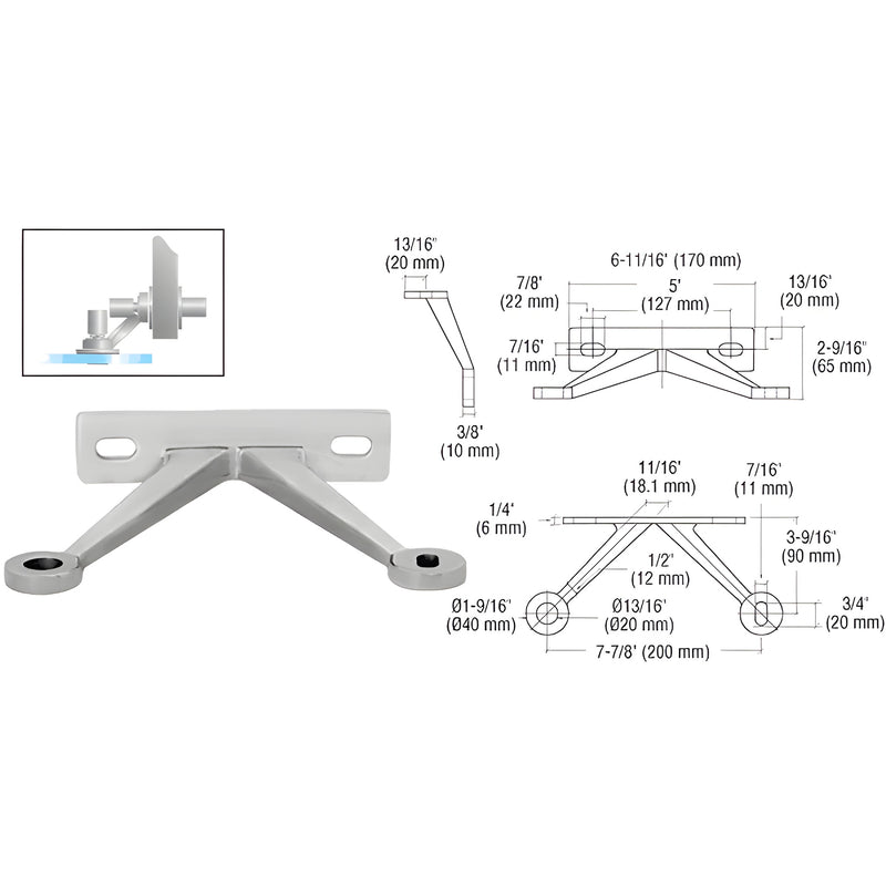CRL FMR2VBS stainless steel V-arm glass-to-wall fitting for 3/8"-1/2" tempered glass.