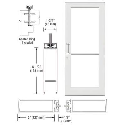 CRL-U.S. Aluminum 550 Geared-Hinge Wide Stile Entry Door, White KYNAR