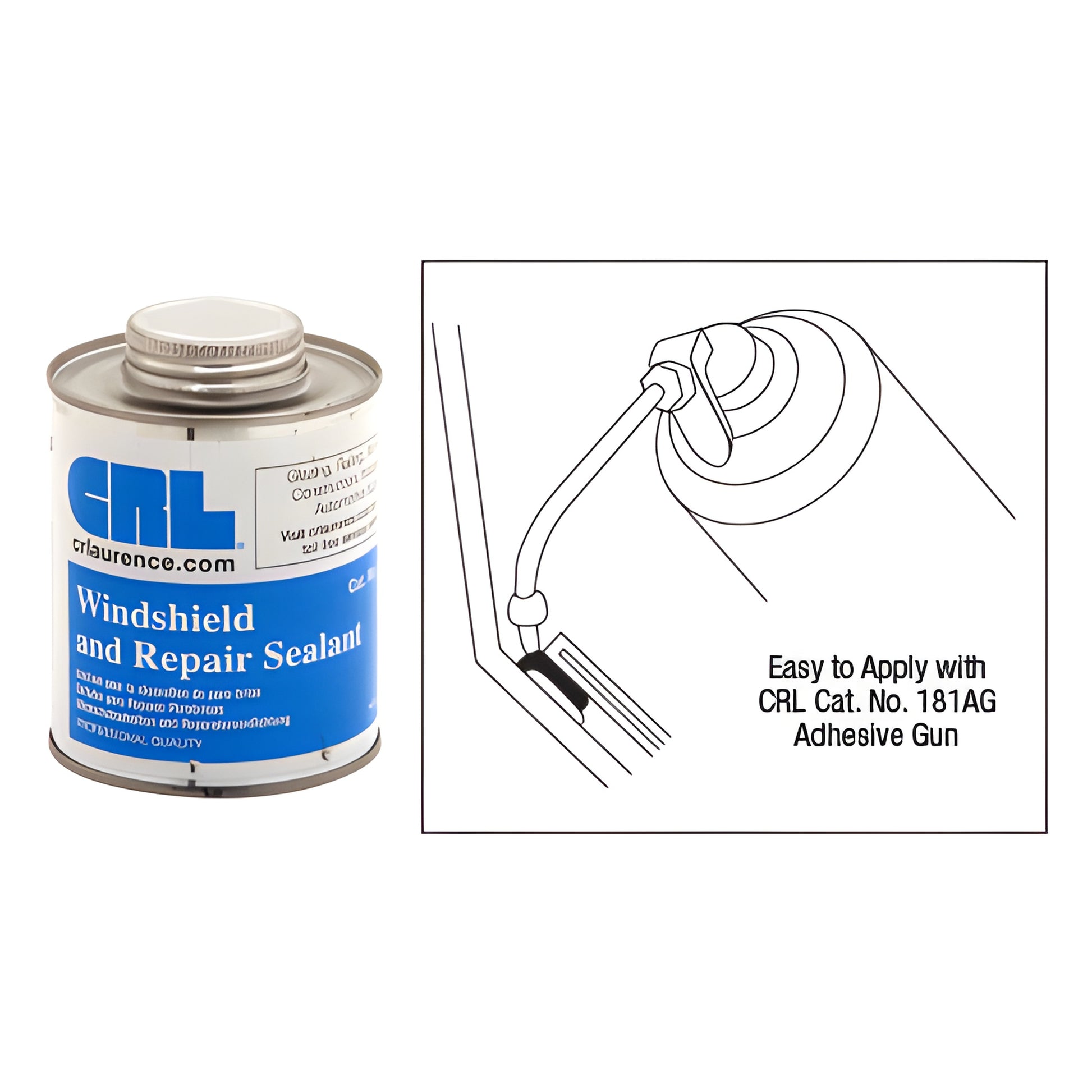 CRL1716 windshield and repair sealant can with diagram showing screw-on applicator (windshield adhesive use)